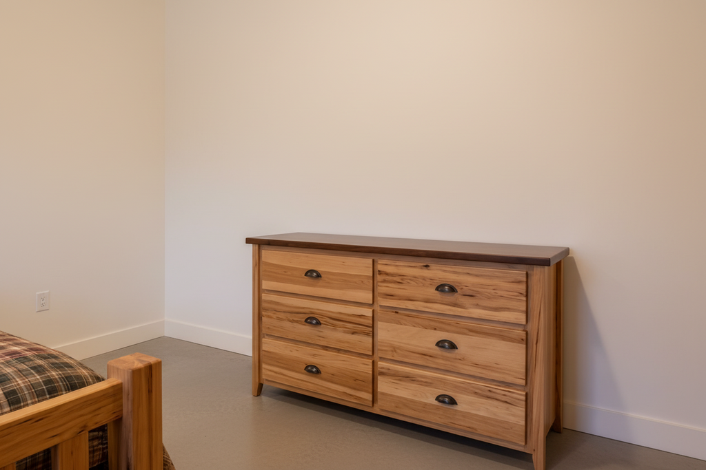 Rustic Wormy Maple Shaker 6 Drawer Lowboy Dresser