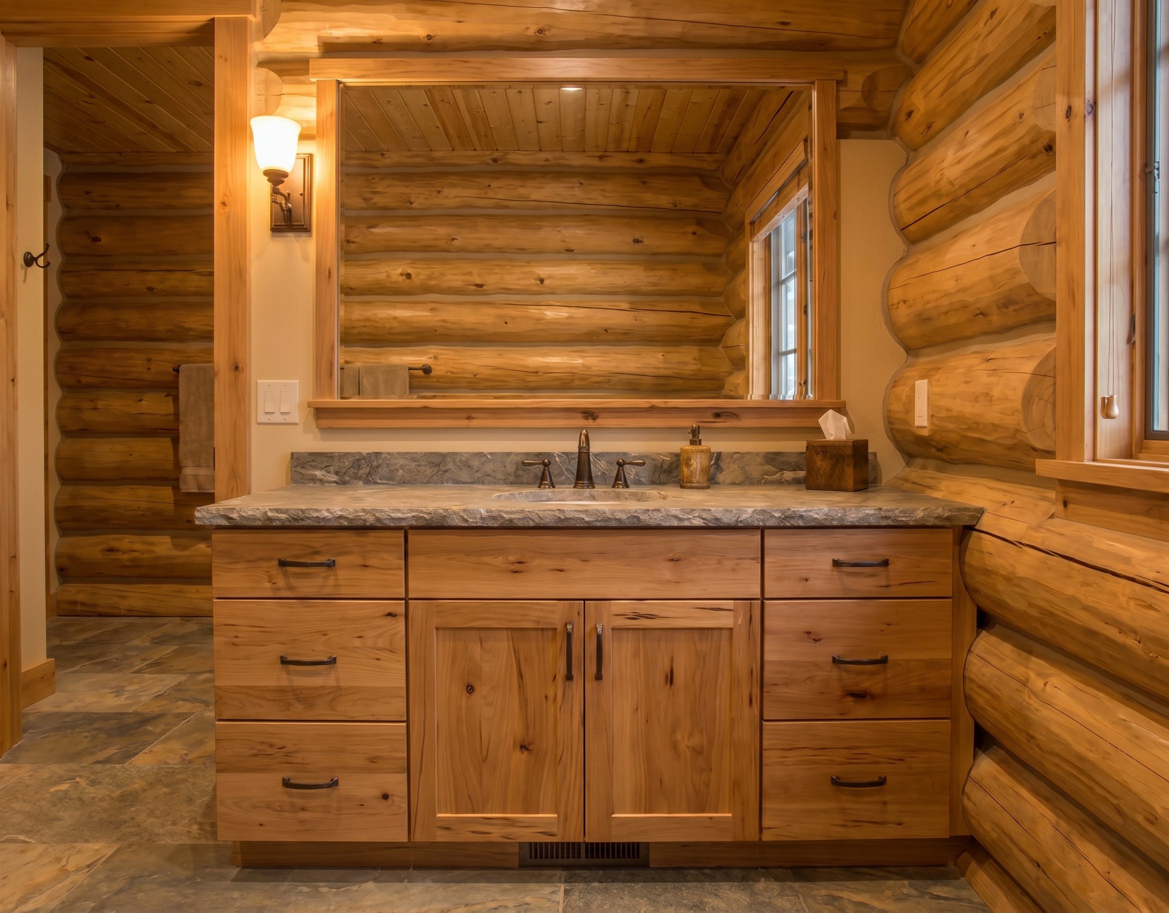 Rustic Maple Bathroom Single Sink Vanity