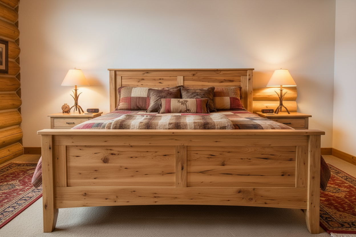 Rustic Wormy Maple Shaker Panel Bed