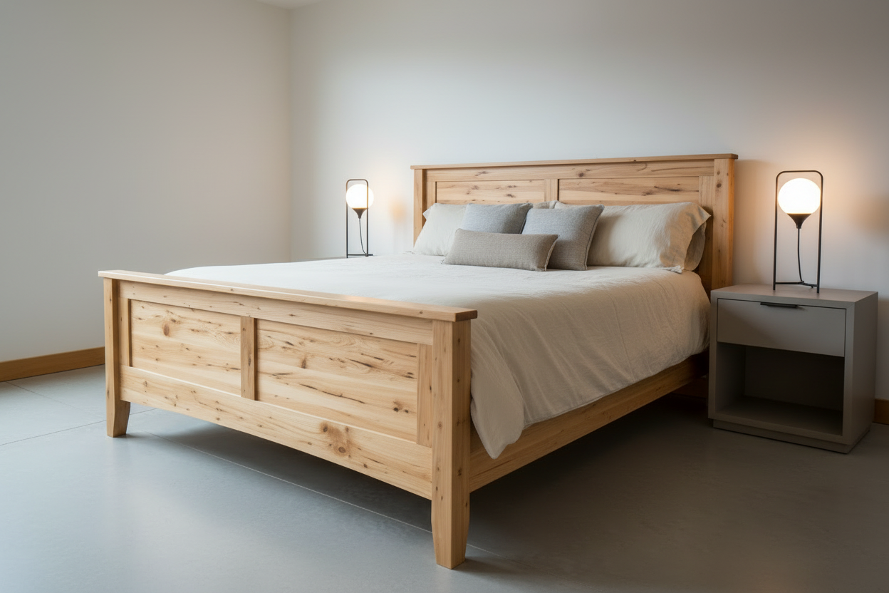 Rustic Wormy Maple Shaker Panel Bed