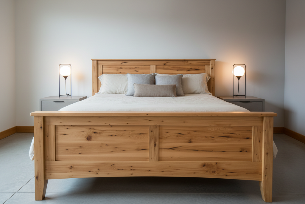 Rustic Wormy Maple Shaker Panel Bed