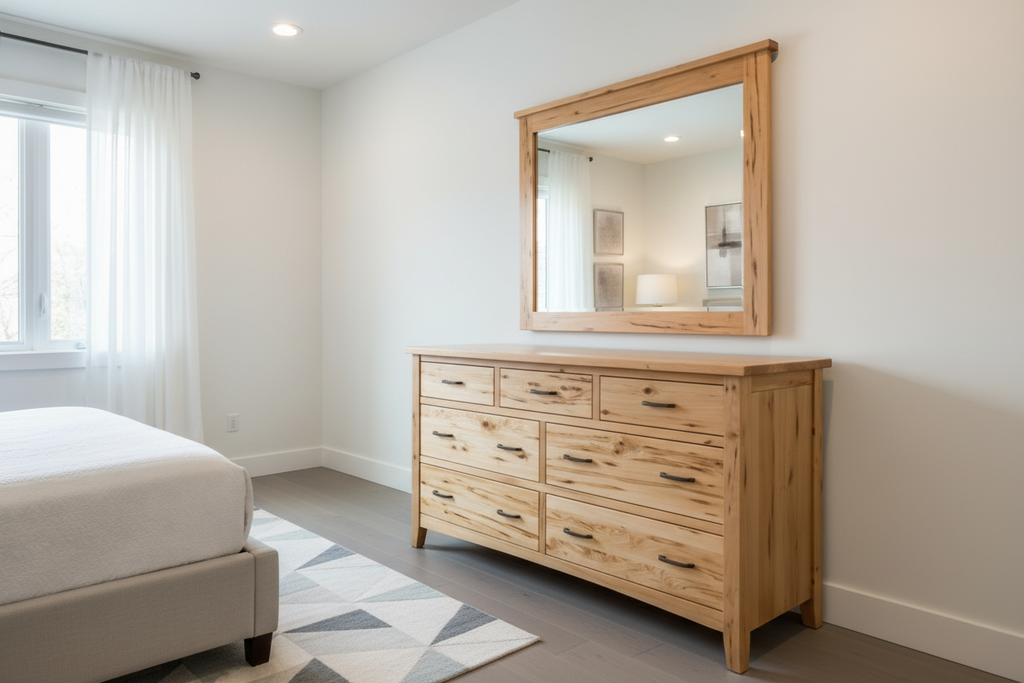 Rustic Wormy Maple Shaker Lowboy Dresser With Optional Mirror