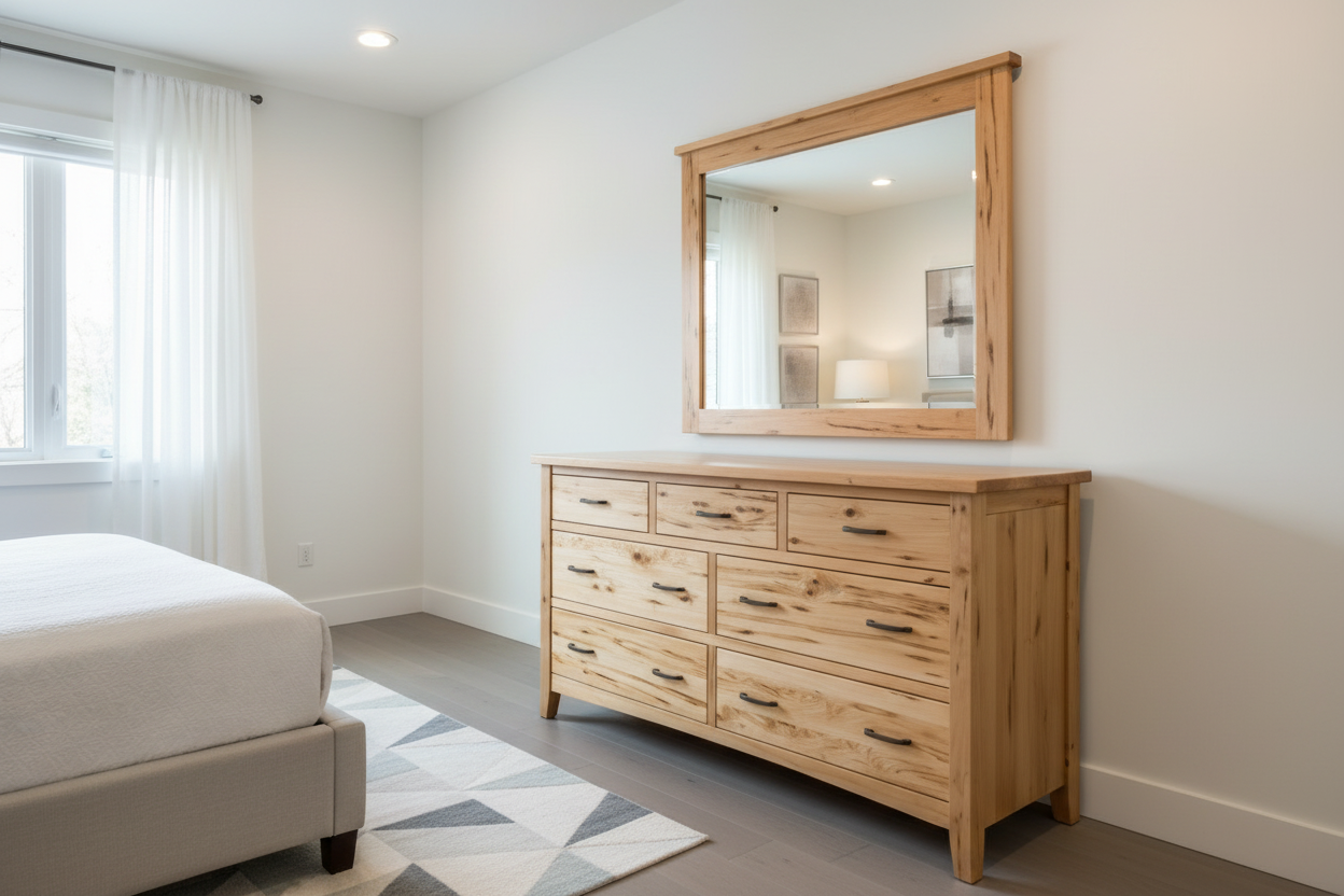 Rustic Wormy Maple Shaker Lowboy Dresser With Optional Mirror