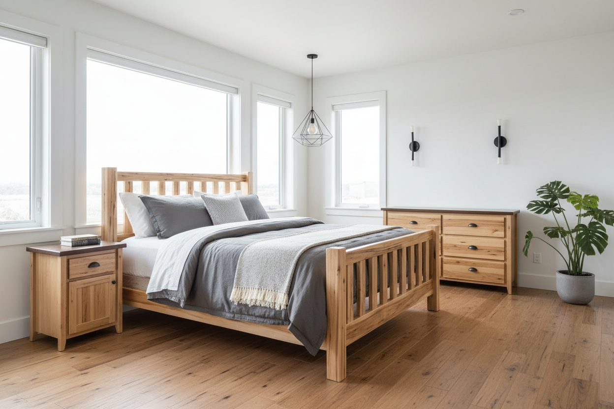 Rustic Wormy Maple Shaker Slat Bed