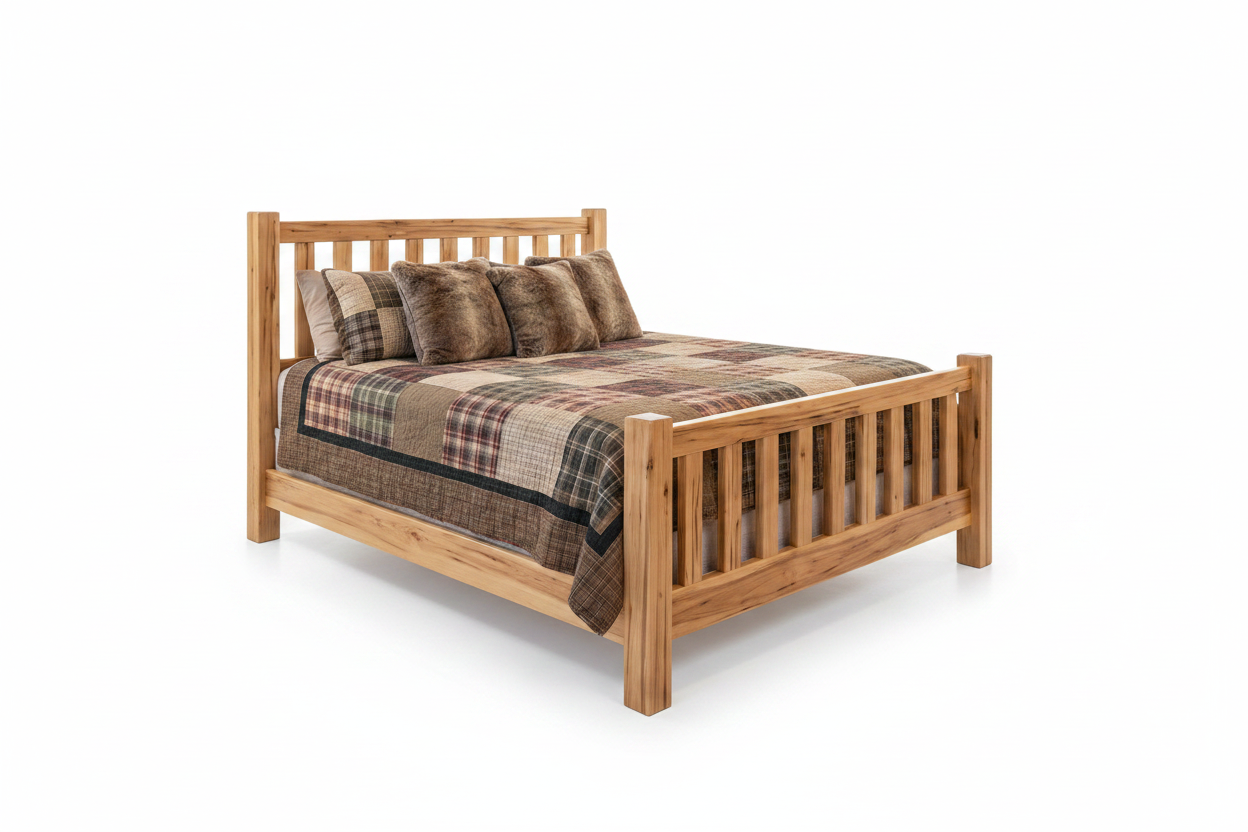 Rustic Wormy Maple Shaker Slat Bed