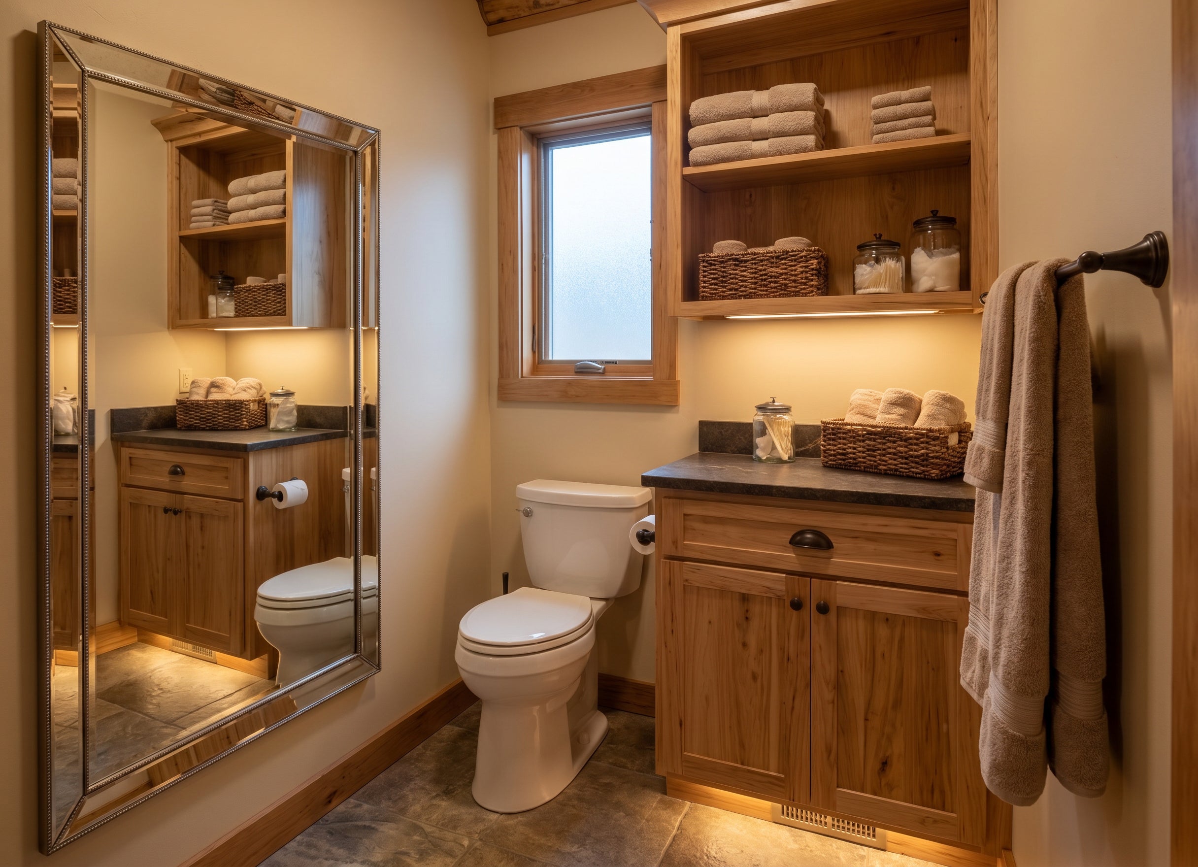 Rustic Maple Master Bathroom Cabinetry Set