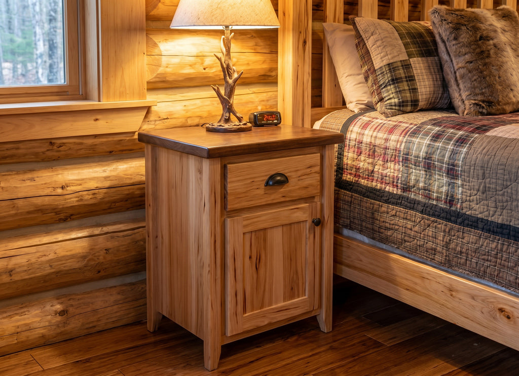 Rustic Wormy Maple Shaker Single Drawer and Door Nightstand